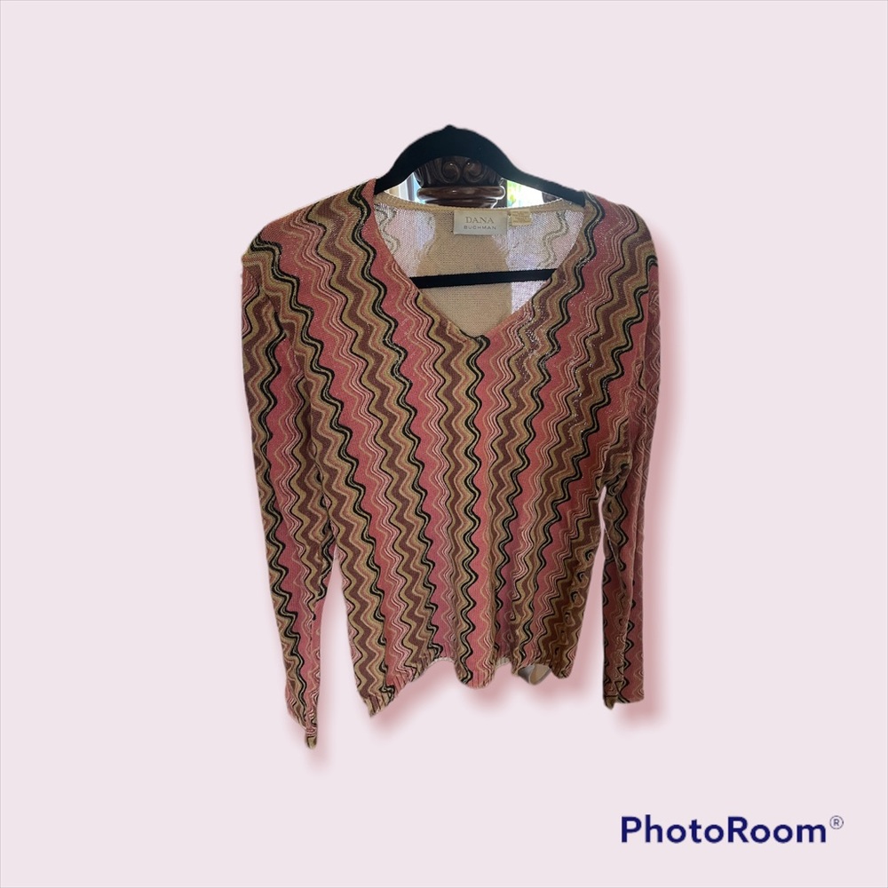 Dana Buchman sweater - fun pattern- comfy cozy- wanting to be re-loved by you!!